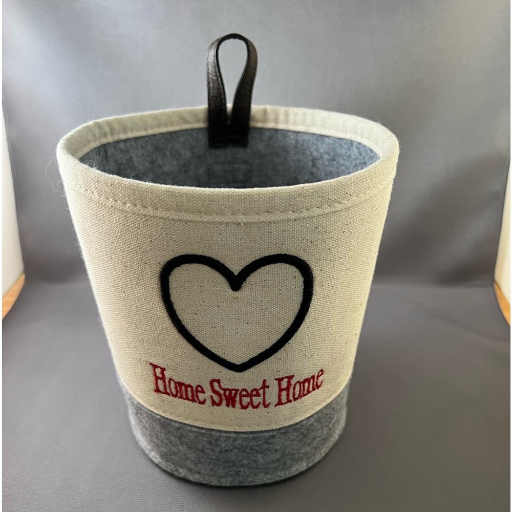 Felt Hanging Bin - used like new - Personalized with HOME SWEET HOME w/ heart